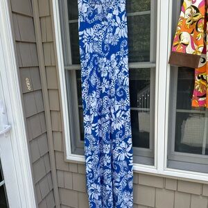 Lilly Pulitzer Mills Maxi RACER BACK Dress Deep Sea Blue Quahog Chow White XL